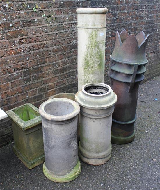 Six chimney pots